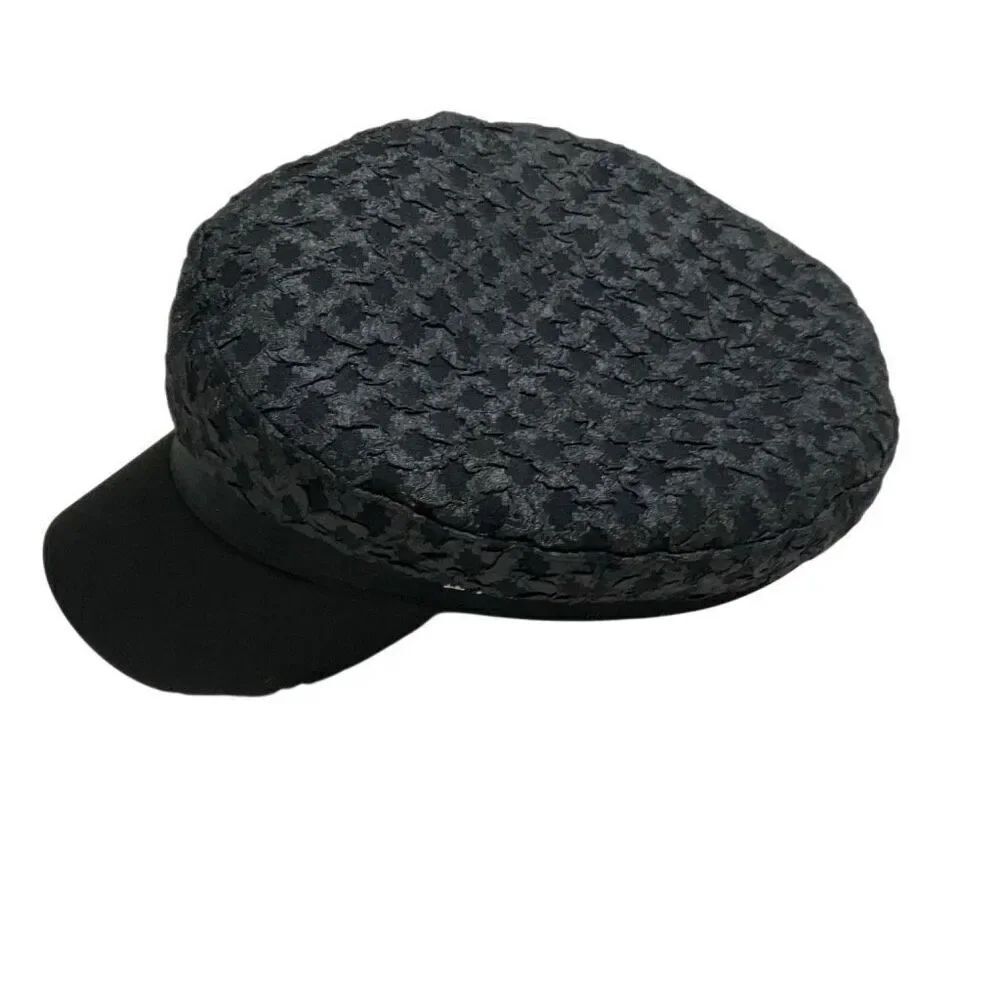 Textured Fisherman’s Cap. Black. Initial M in gold with bling. Fishermancore